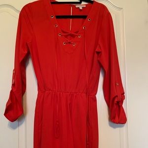 Red Lace-up Romper